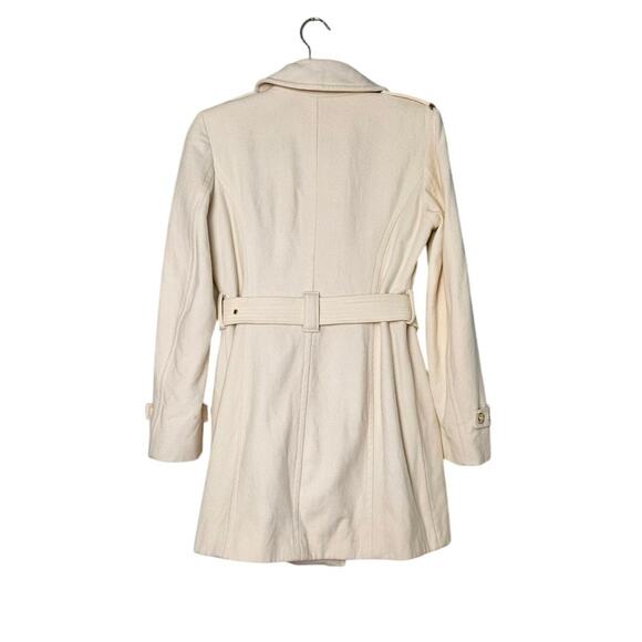 Michael Michael Kors Cream Asymmetrical Belted Wool Peacoat Womens Size 4 - Picture 8 of 11